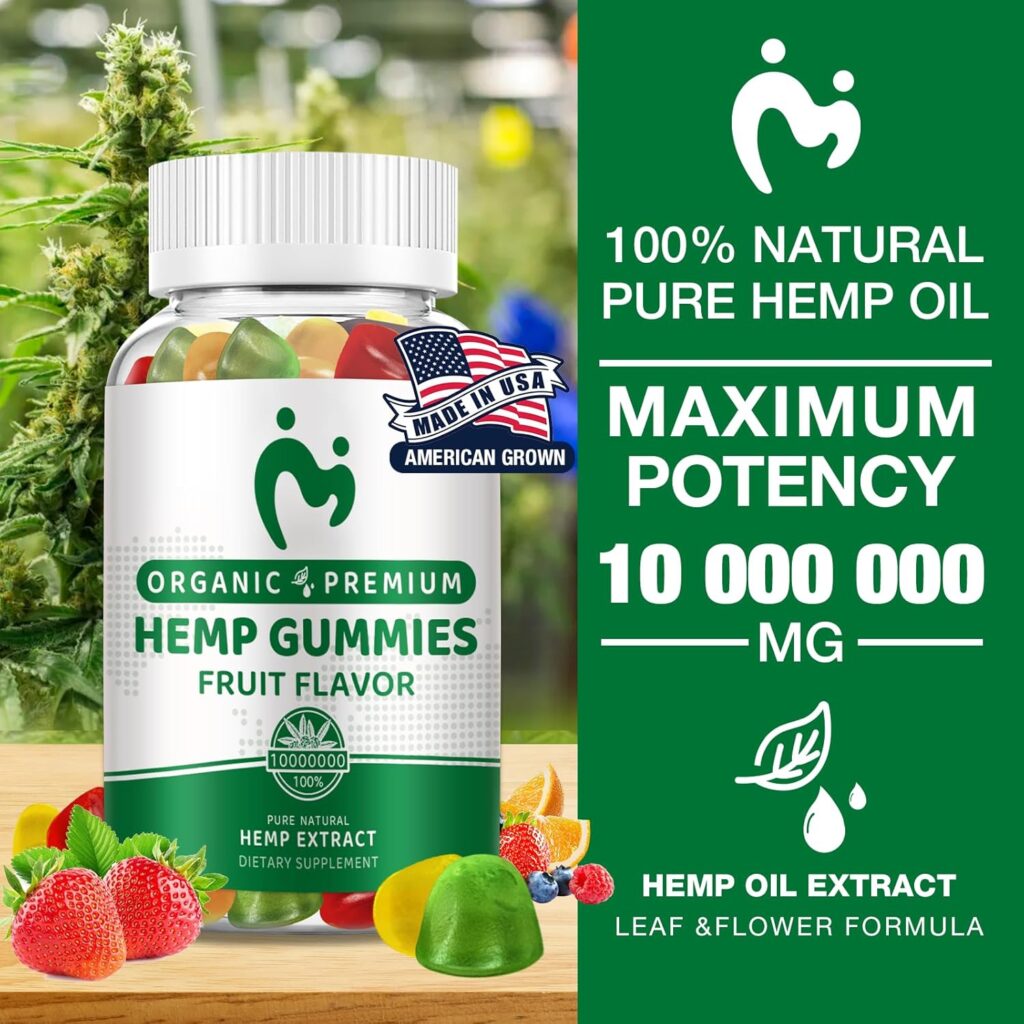 (2 Pack) Organic Hemp Gummies 100% Natural Pure Hemp Oil Extract Strong High Potency Edible Vegan Low Sugar Made in USA