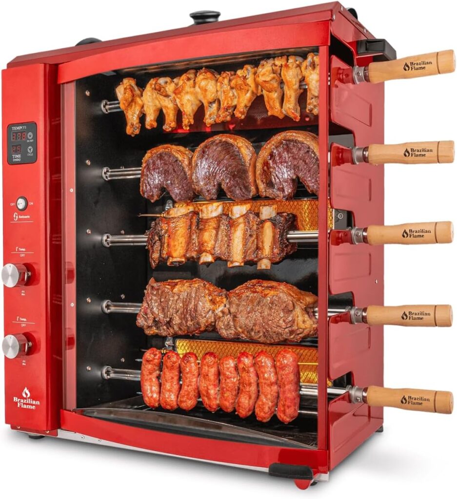 Brazilian Flame Churrasco® Gas Rotisserie Oven Grill Roaster with Auto Rotating Skewers for Rotisserie Chicken, Brazilian Style BBQ and Churrasco, Shawarma Machine, Propane Grill - 2024 Series