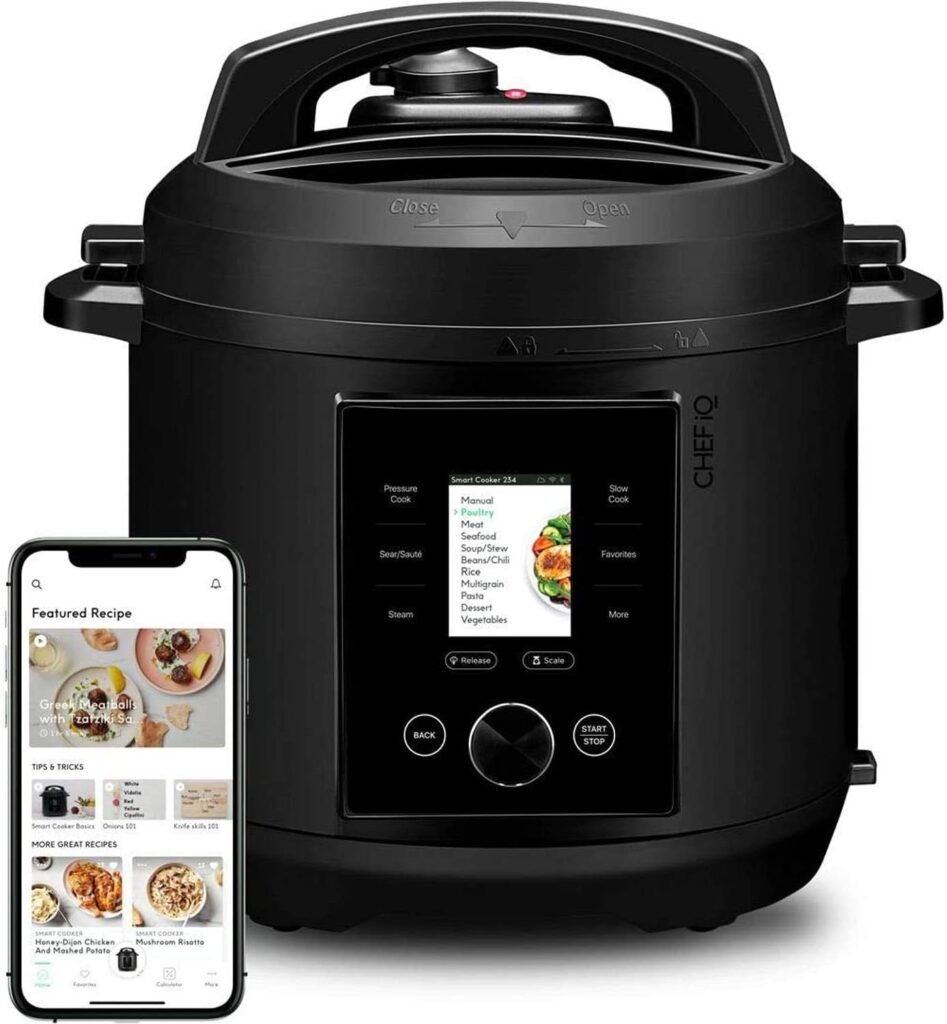 CHEF iQ Smart Pressure Cooker 10 Cooking Functions 18 Features, Built-in Scale, 1000+ Presets Times Temps w/App for 600+ Foolproof Guided Recipes, Rice Slow Electric MultiCooker, 6 Qt