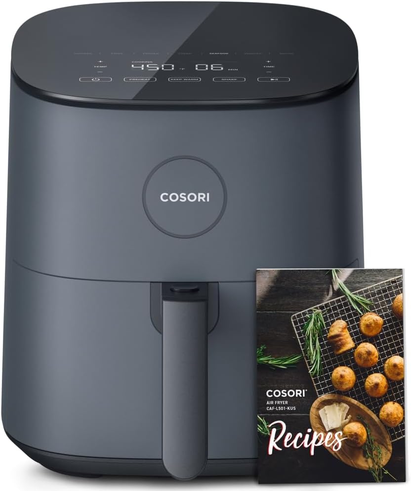 COSORI Air Fryer Compact 5 Qt, Max 450F for Juicy Meat, 9-in-1 with 130+ Nutrition Facts Included In-App Paper Recipes for Quick Meal, Little to No Oil, Dishwasher Safe, Perfect for Small Family