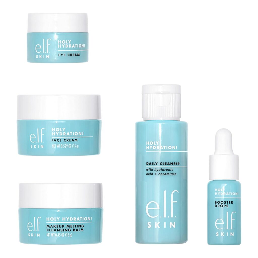 e.l.f. SKIN Hydrated Ever After Skincare Mini Kit, Cleanser, Makeup Remover, Moisturiser Eye Cream For Hydrating Skin, Airplane-Friendly Sizes