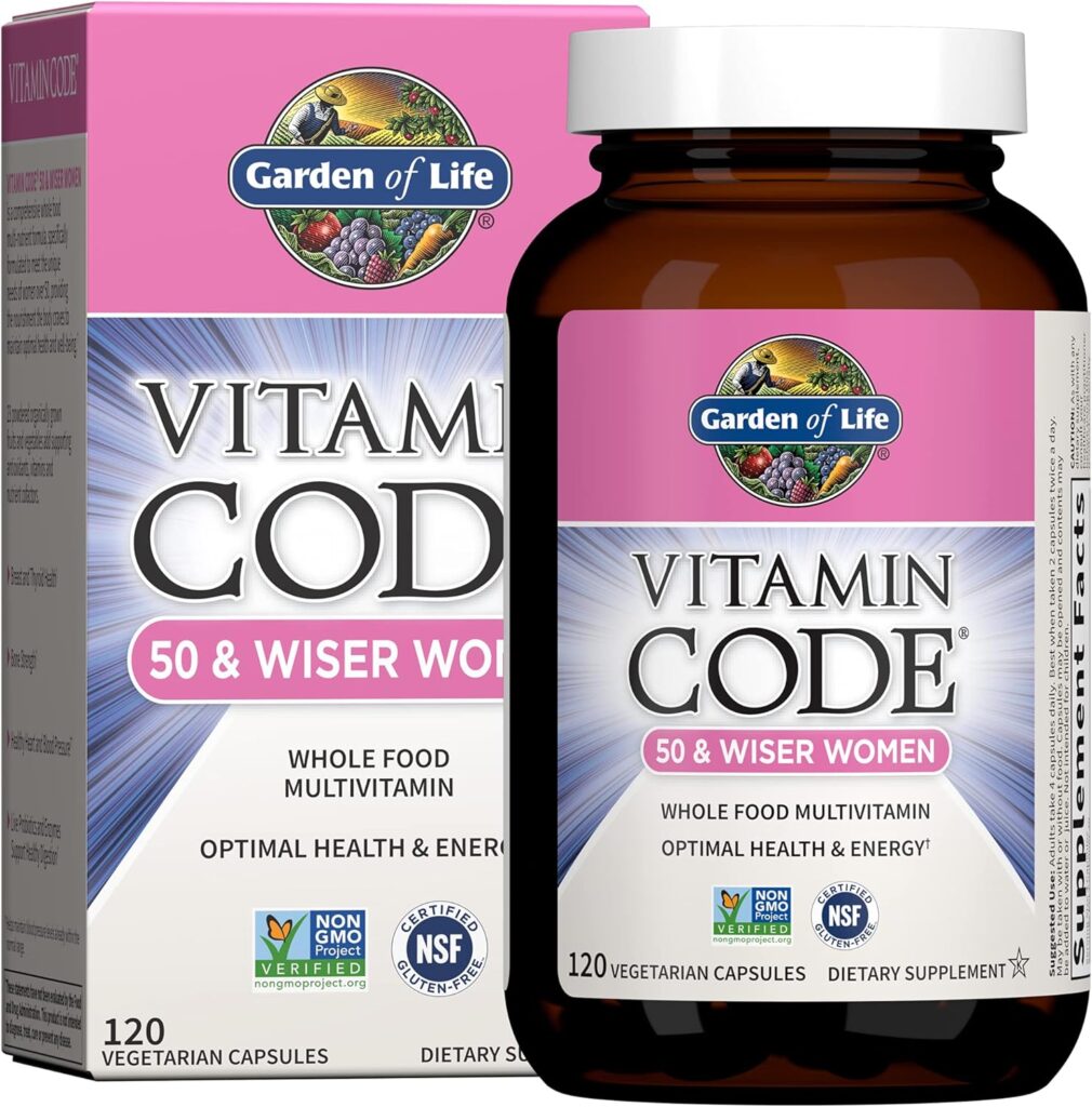 Garden of Life Multivitamin for Women - Vitamin Code 50 Wiser Womens Raw Whole Food Vitamin Supplement with Probiotics, Vegetarian, 120 Count