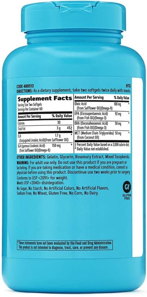 GNC Total Lean Premium CLA 3-6-9 | Improves Body Composition Muscle Tone, Fuels Energy without Stimulants, Supports Cardiovascular Joint Health | 120 Softgel Capsules