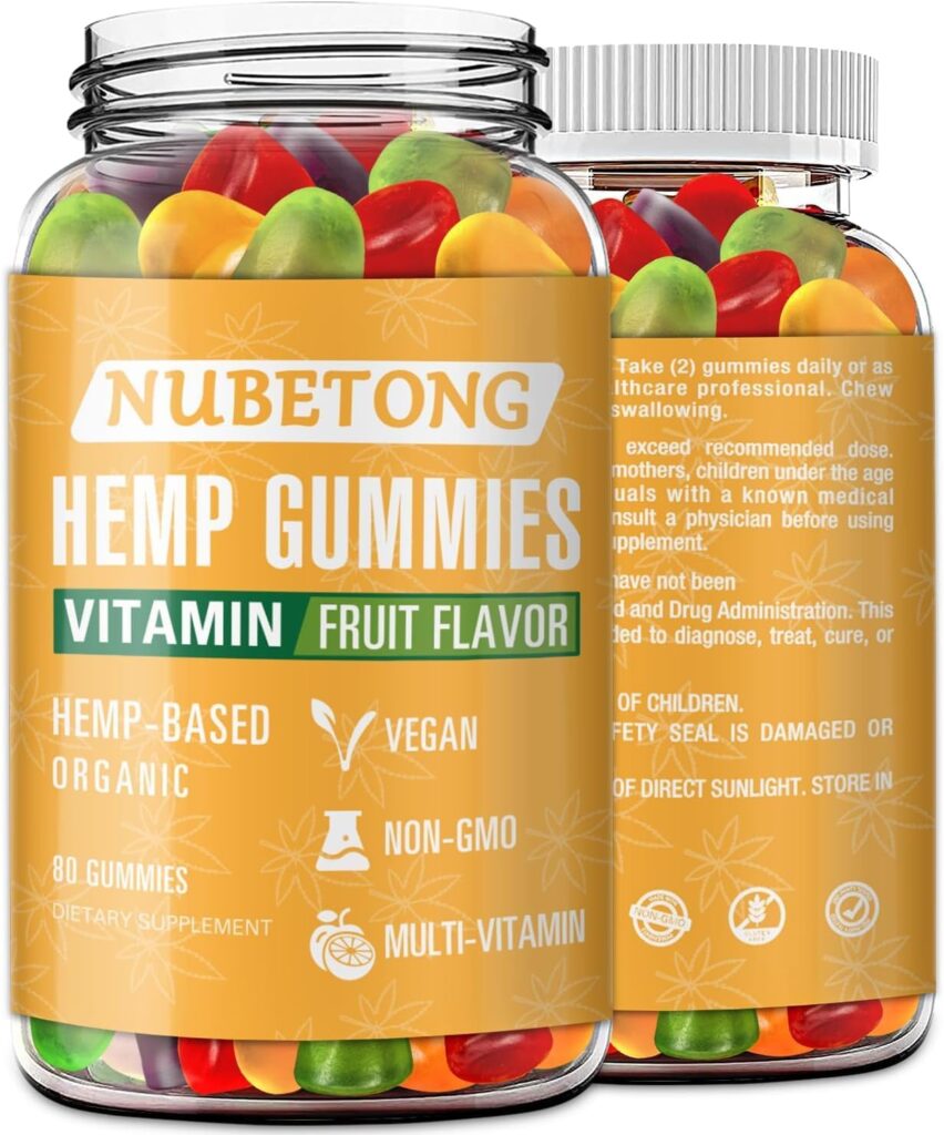 Hemp Gummies High Potency Gummy Vitamins Hemp Oil Extract Supplement - Fruit Flavor Edible Gummies Organic Hemp Gummies Gummy