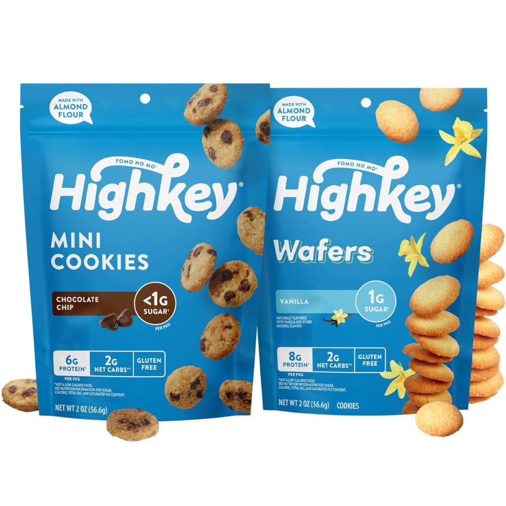 HighKey Sugar Free Cookies Variety 2-Pack - Keto Snack Pack Zero Carb No Sugar Chocolate Chip Cookies + Snickerdoodles Low Carb Snacks Gluten Free Diabetic Snack Dessert Diet Friendly Food Sweets 4oz