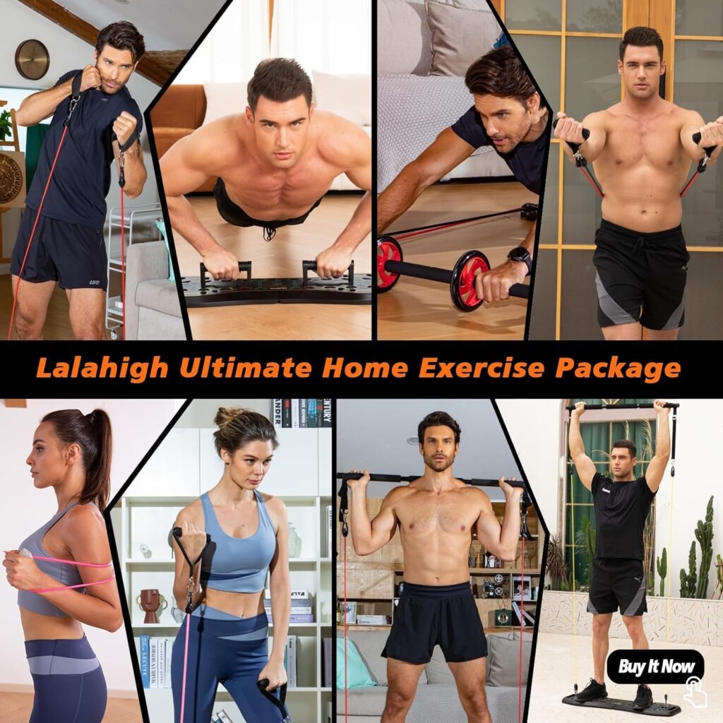 LALAHIGH Portable Home Gym System: Large Compact Push Up Board, 20 in 1 Pushup Bar at Home Gym Workout Equipment for Floor Full Body for Men and Women, Gift for Boyfriend