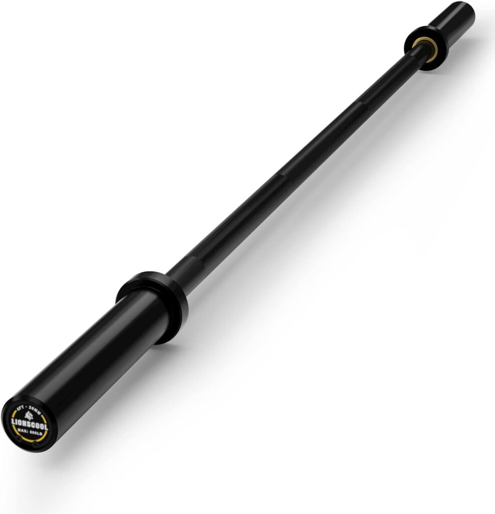 LIONSCOOL Premium 4ft/4.9ft/6ft Barbell for Strength Training and Olympic Weightlifting, 2 Inch Bar for Squats, Curls, Deadlifts, Presses, Hip Thrusts, 350LBS/500LBS/700LBS Weight Capacity Available