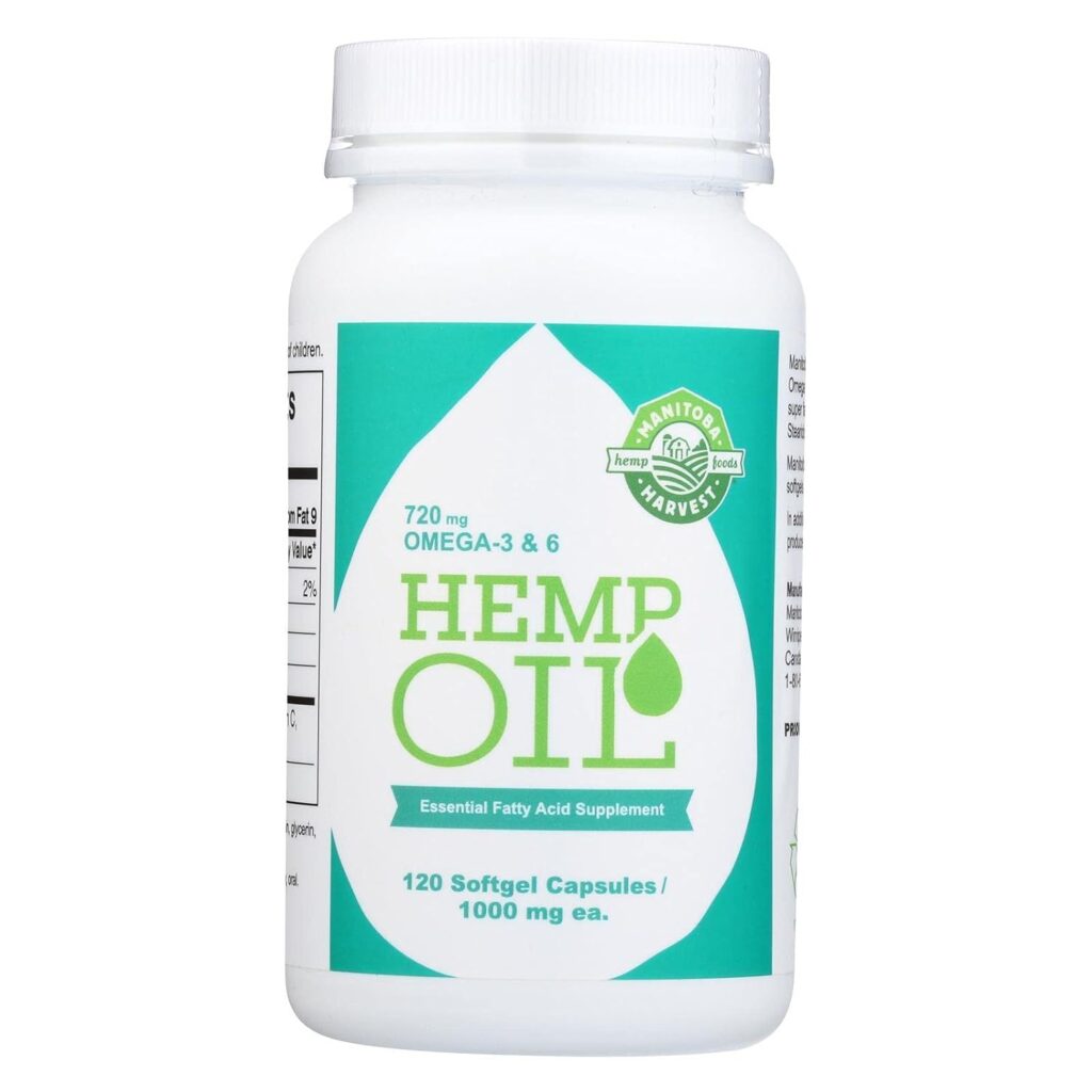 Manitoba Harvest Hemp Seed Oil Softgels, 780 Mg of Plant Based Omegas 3 6 per Serving, 120 Ct