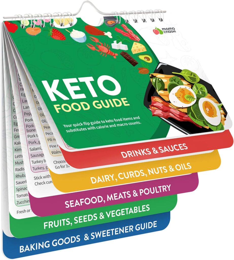 Momo Nashi Keto Cheat Sheet Magnets Booklet - Keto Diet for Beginners Dummies Kit - Magnetic Keto Food List Planning Tool Chart Weight Loss, Low Carb Ketogenic Meal Plan, Baking, Recipes Guide