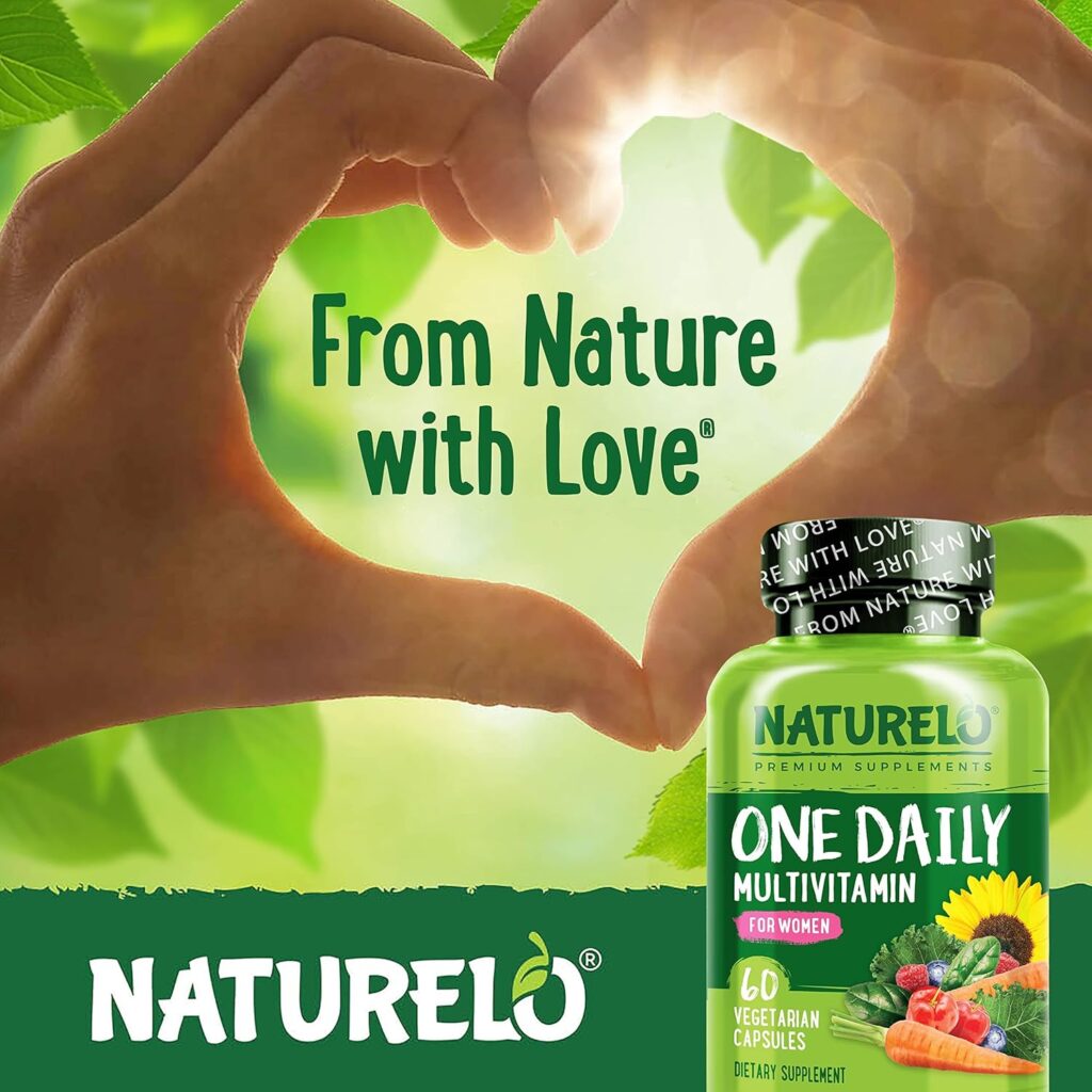 NATURELO One Daily Multivitamin for Women - Energy Support - Whole Food Supplement to Nourish Hair, Skin, Nails - Non-GMO - No Soy - Gluten Free - 60 Capsules - 2 Month Supply