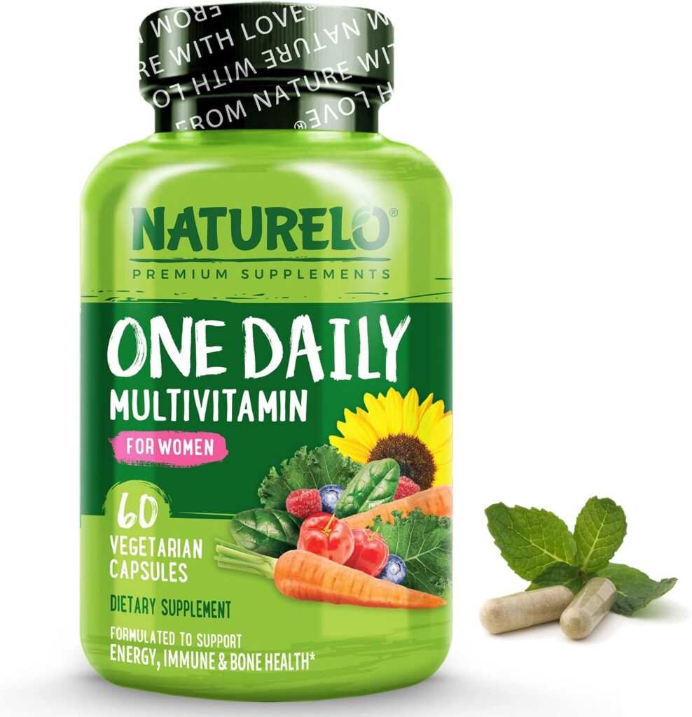 NATURELO One Daily Multivitamin for Women - Energy Support - Whole Food Supplement to Nourish Hair, Skin, Nails - Non-GMO - No Soy - Gluten Free - 60 Capsules - 2 Month Supply