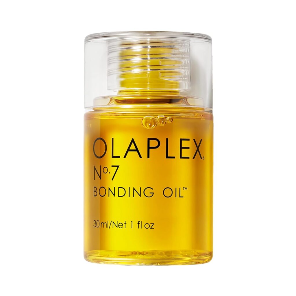 Olaplex No. 7 Bonding Oil, Concentrated High Shine Oil, Heat Protectant, Visibly Smooths Softens Hair, Added Color Vibrancy, Up to 72 Hour Frizz Control, For All Hair Types, 1 fl oz