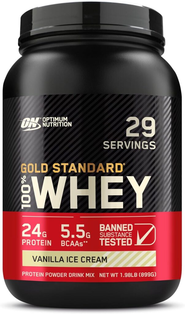 Optimum Nutrition Gold Standard 100% Whey Protein Powder, Vanilla Ice Cream, 2 Pound (Pack of 1)