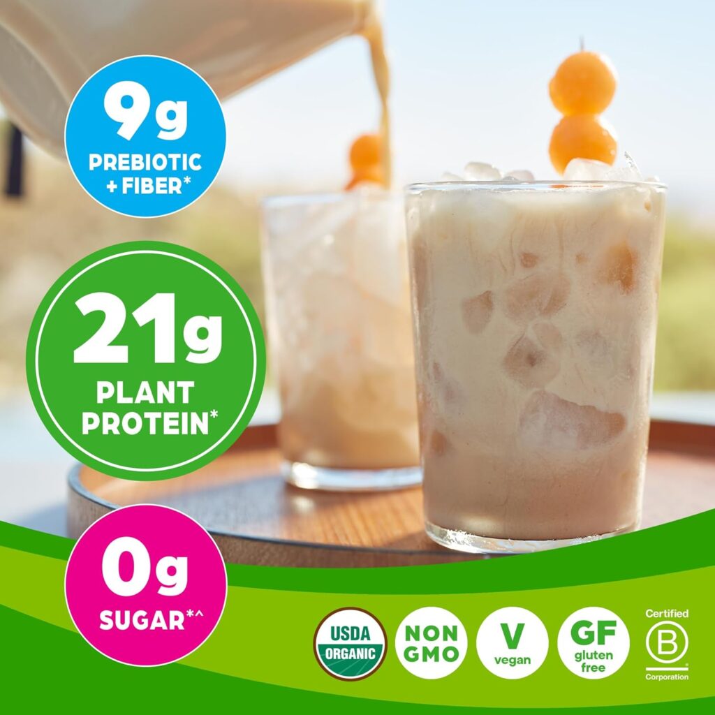 Orgain Organic Vegan Protein Powder, Vanilla Bean - 21g Plant Protein, 6g Prebiotic Fiber, No Lactose Ingredients, No Added Sugar, Non-GMO, For Shakes Smoothies, 2.03 lb (Packaging May Vary)