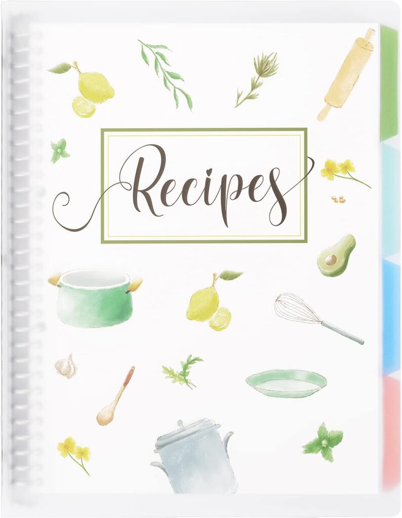 Recipe Book to Write in Your Own Recipes, 8.5 x 11 Personal Blank Recipe Notebook, Removable Hardcover Recipe Journal Book Binder with 8 Dividers and 24 Tabs, Hold up to 240 Recipes