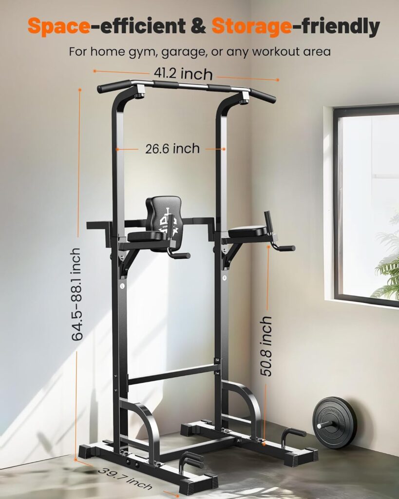 Sportsroyals Power Tower Pull Up Dip Station Assistive Trainer Multi-Function Home Gym Strength Training Fitness Equipment 440LBS