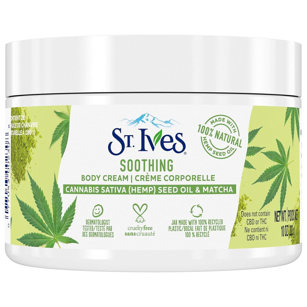 St. Ives Hand Body Cream Moisturizer for Dry Skin Cannabis Sativa(Hemp) Seed Oil Matcha Made w/ 100% Natural Moisturizers 10 oz