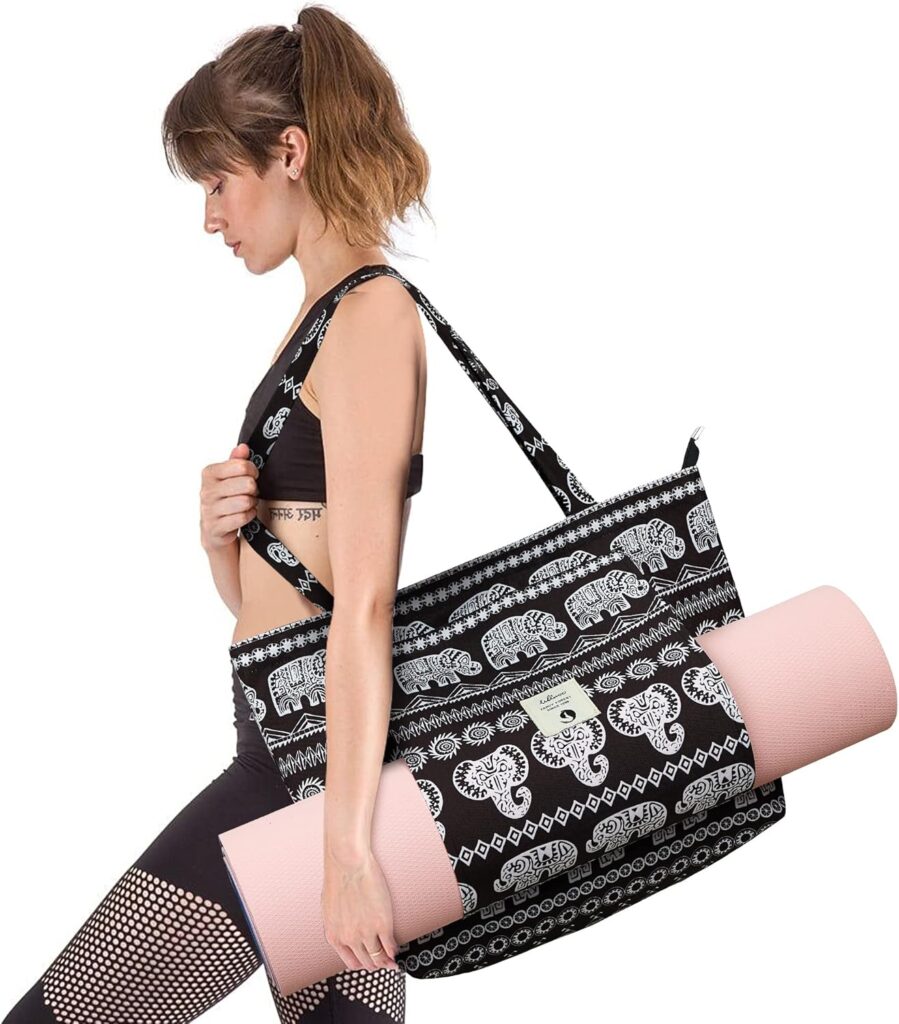 WLLWOO WLLWOO Yoga Bags for Women with Yoga Mats Bags Carrier Carryall Canvas Tote for Pilates Shoulder for Travel Office Beach Workout