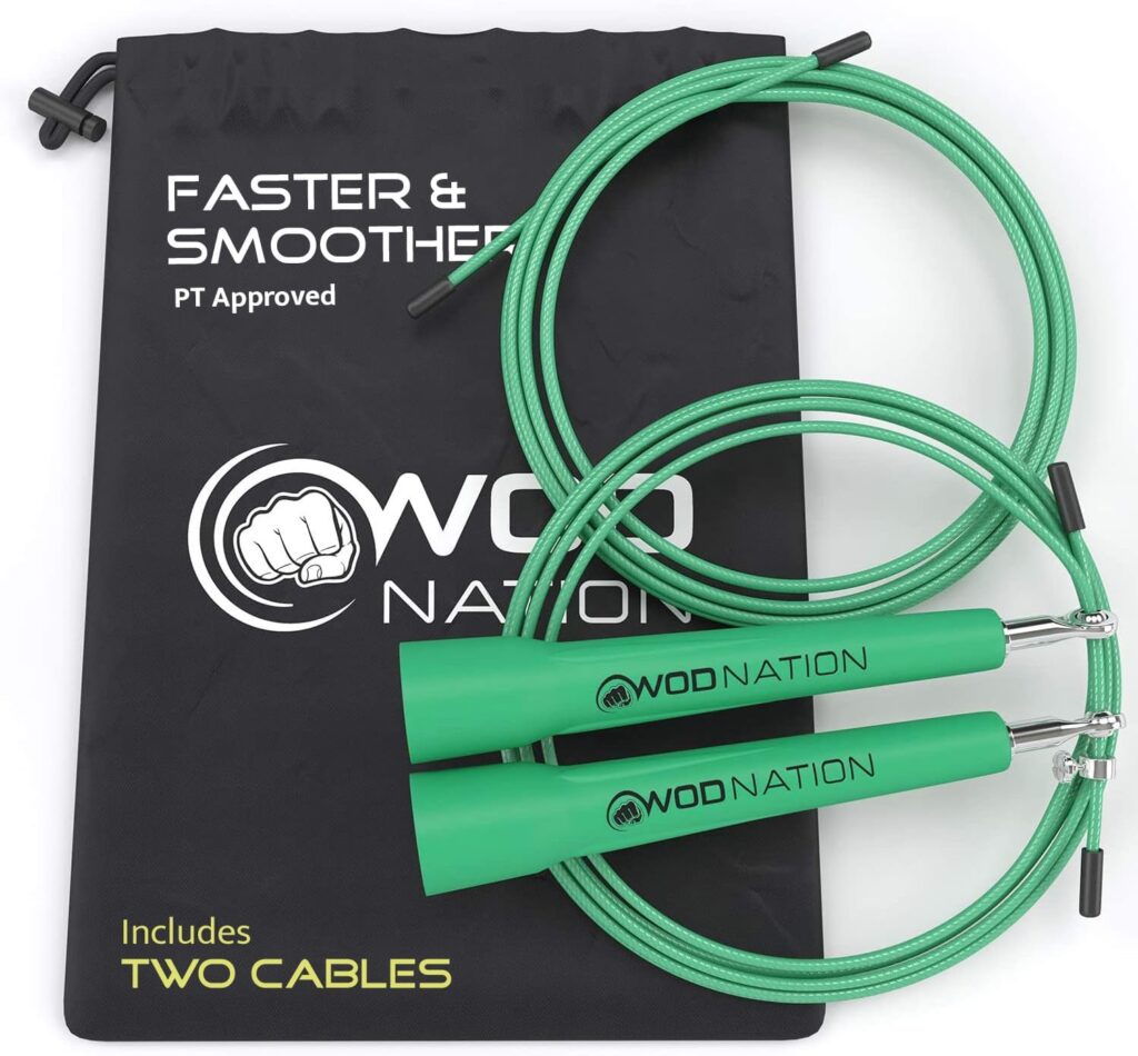 WOD Nation Adjustable Speed Jump Rope For Men, Women Children - Blazing Fast Fitness Skipping Rope Perfect for Boxing, MMA, Endurance