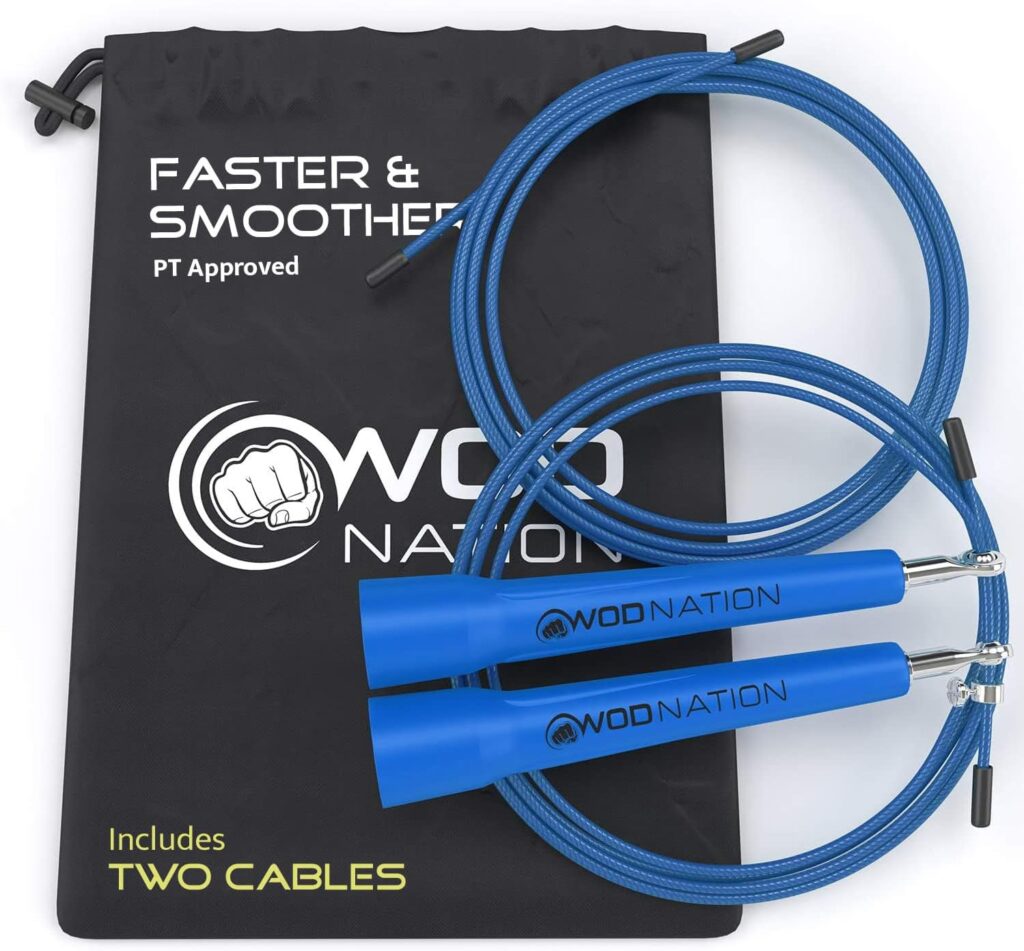 WOD Nation Adjustable Speed Jump Rope For Men, Women Children - Blazing Fast Fitness Skipping Rope Perfect for Boxing, MMA, Endurance